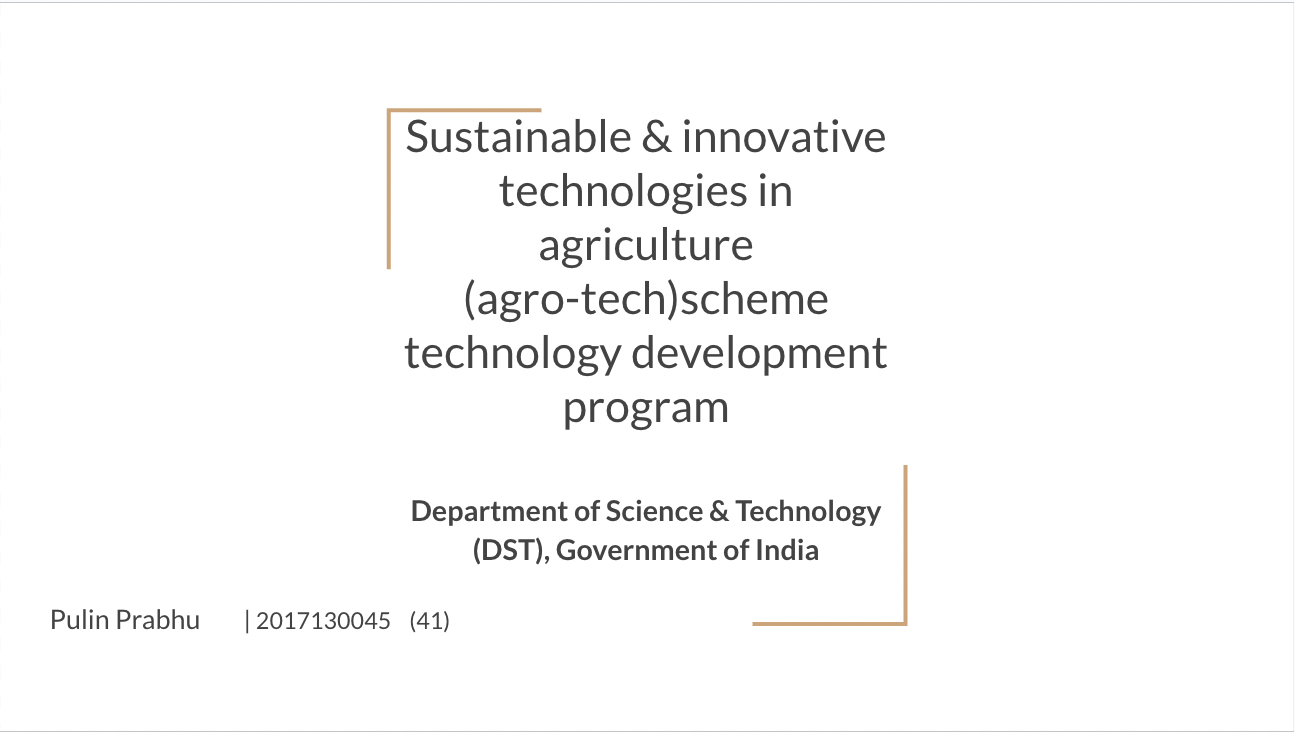 Sustainable & innovative agro-technology development program